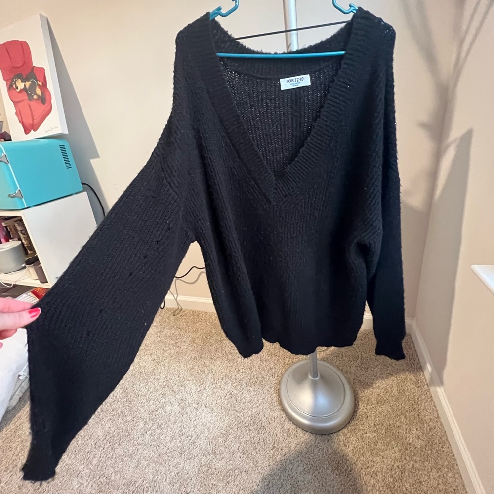 Oversized Black V-Neck Sweater